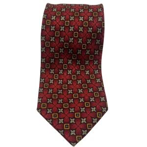 Zinc Men Necktie 100% Silk‎ Red Geometric Pattern Luxury Formal
